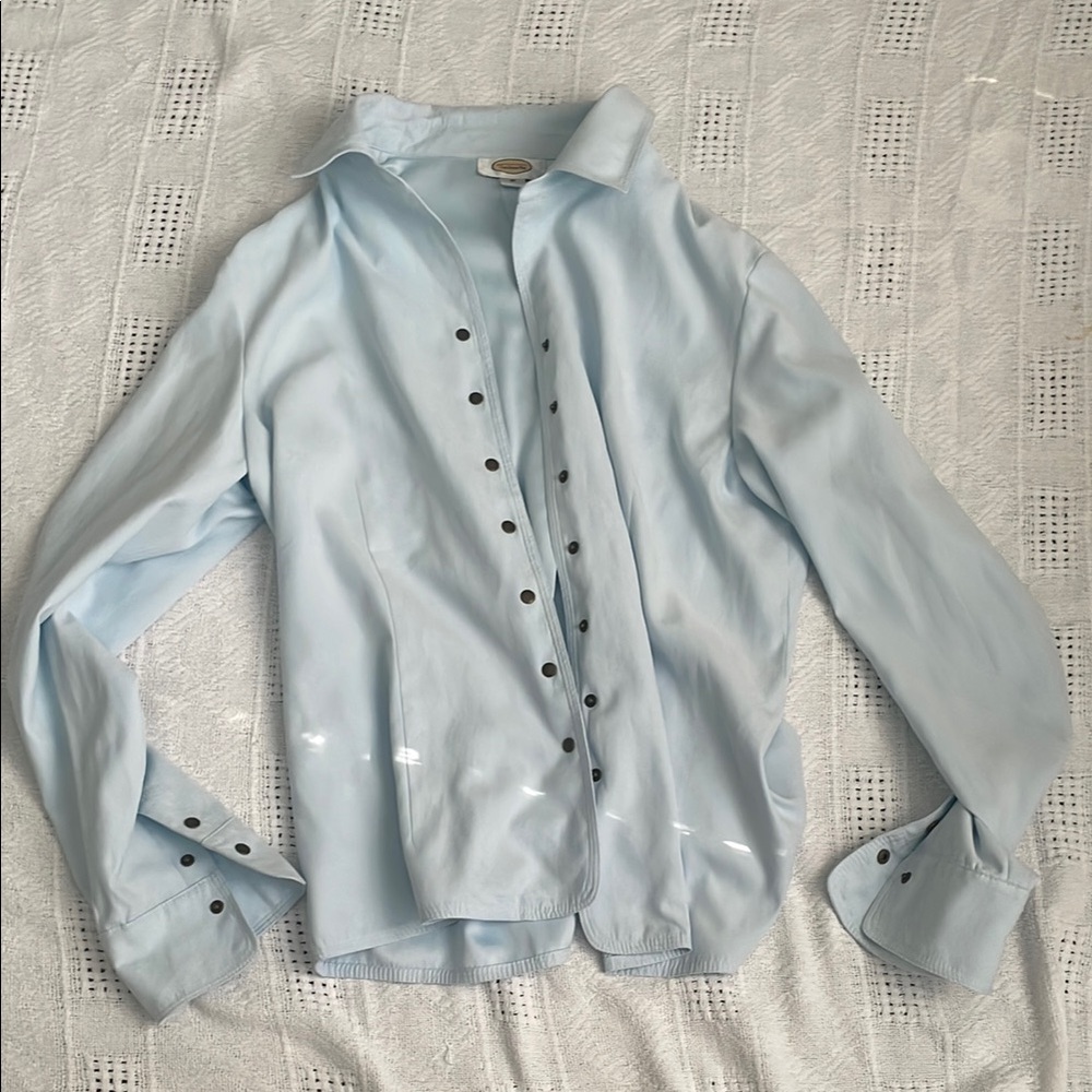 Talbots Vintage Oversized Light Blue Button-Up Shirt